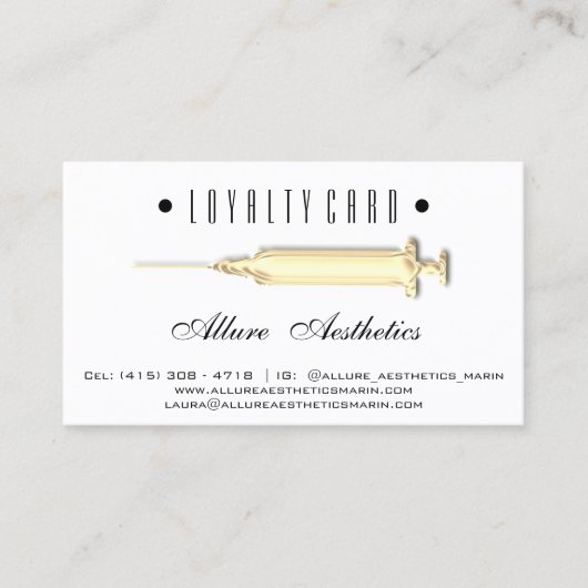 Loyalty Kaart 6 Punch Beauty Syringe Gold (Voorkant)