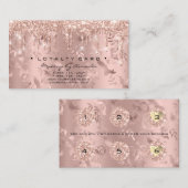 Loyalty Kaart 6 Punch Floral Glitte Heart Roos (Voorkant / Achterkant)