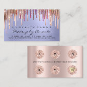 Loyalty Kaart 6 Punch Make-up Holograf Roos Blauw (Voorkant / Achterkant)