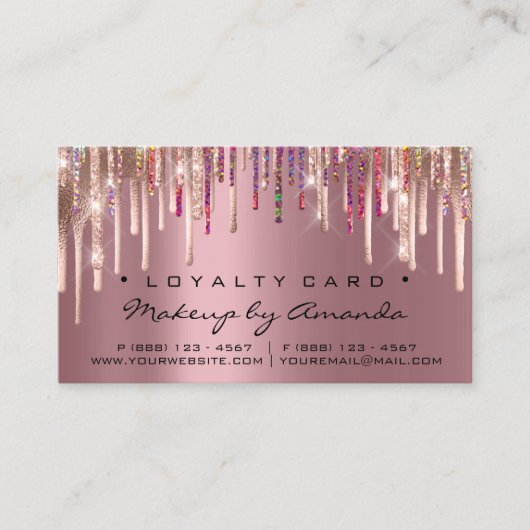 Loyalty Kaart 6 Punch Make-up Holograf Roos Roze (Voorkant)