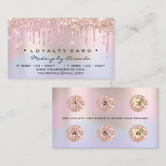 Loyalty Kaart 6 Punch Makeup Artist Heart holograa (Voorkant / Achterkant)