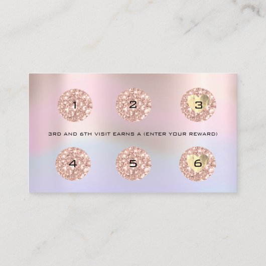 Loyalty Kaart 6 Punch Makeup Artist Heart holograa (Achterkant)