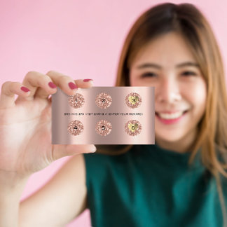 Loyalty Kaart 6 Punch Makeup Artist Heart Roos Gol