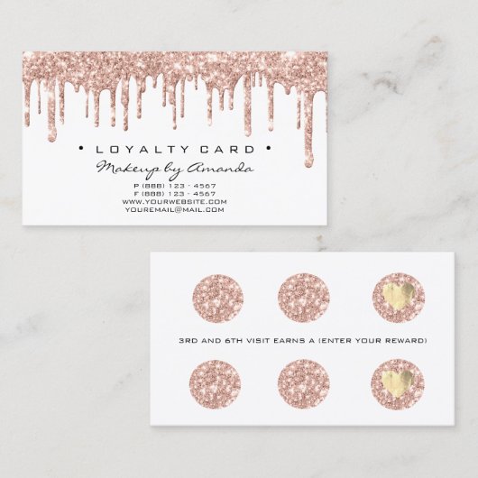 Loyalty Kaart 6 Punch Makeup Artist Heart Roos Spa (Voorkant / Achterkant)