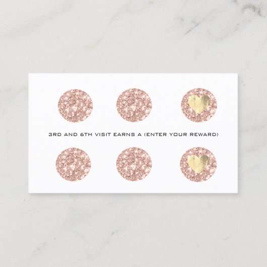 Loyalty Kaart 6 Punch Makeup Artist Heart Roos Spa (Achterkant)