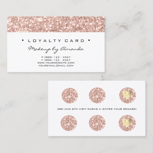 Loyalty Kaart 6 Punch Makeup Artist Pink Pink Whit (Voorkant / Achterkant)