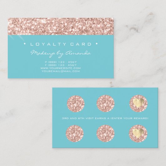Loyalty Kaart 6 Punch Makeup Artist Spark Blue Roo (Voorkant / Achterkant)