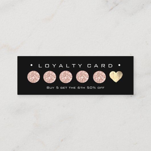 Loyalty Kaart 6 Punch Makeup Beauty Heart Roos Bla (Achterkant)