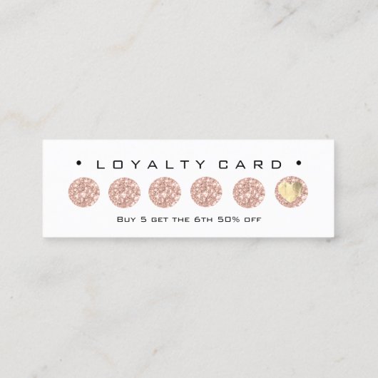 Loyalty Kaart 6 Punch Makeup Beauty Heart Roos Hea (Achterkant)