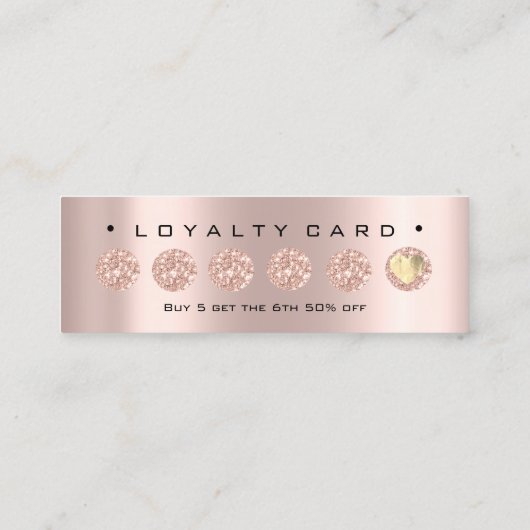 Loyalty Kaart 6 Punch Makeup Beauty Heart Roos Lux (Achterkant)