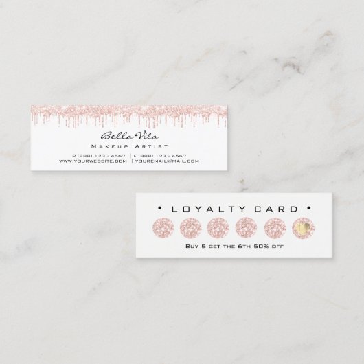 Loyalty Kaart 6 Punch Makeup Beauty Heart Roos Lux (Voorkant / Achterkant)