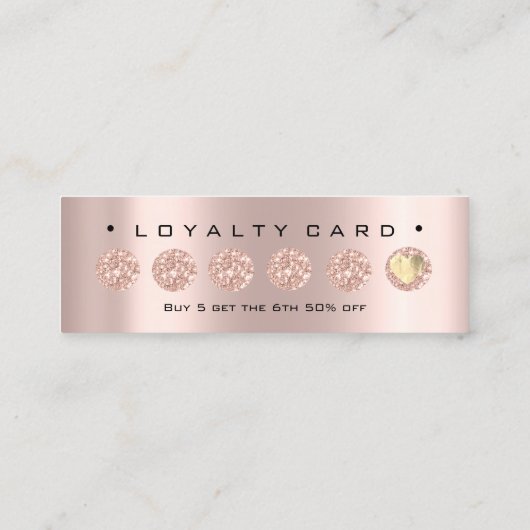 Loyalty Kaart 6 Punch Makeup Beauty Heart Roos Spa (Achterkant)