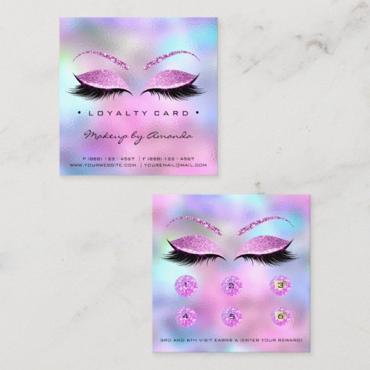 Loyalty Kaart 6 Punch Makeup Eyelash Hartroze (Voorkant / Achterkant)