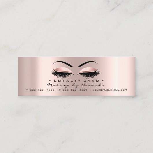 Loyalty Kaart 6 Punch Makeup Heart Roos Gold Small (Voorkant)