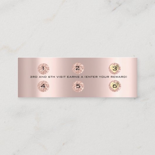 Loyalty Kaart 6 Punch Makeup Heart Roos Gold Small (Achterkant)