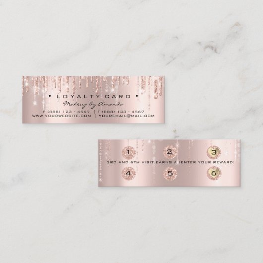 Loyalty Kaart 6 Punch Makeup Heart Roos Klein (Voorkant / Achterkant)