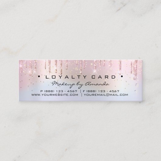 Loyalty Kaart 6 Punch Makeup Holograaf Roos Klein (Voorkant)