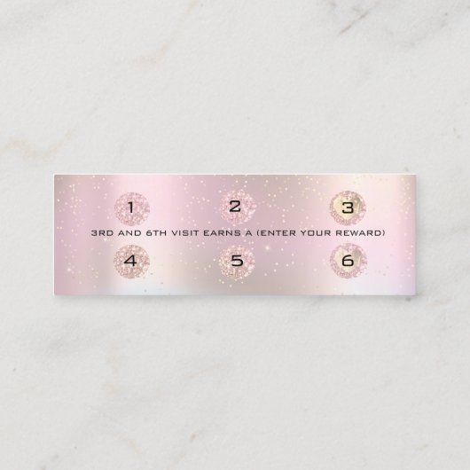 Loyalty Kaart 6 Punch Makeup Holograaf Roos Klein (Achterkant)