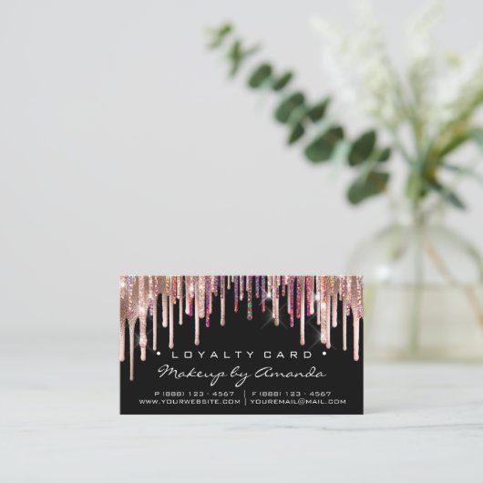 Loyalty Kaart 6 Punch Makeup Holograaf Roos VIP (Staand voorkant)