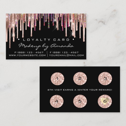 Loyalty Kaart 6 Punch Makeup Holograded Drift zwar (Voorkant / Achterkant)