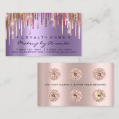 Loyalty Kaart 6 Punch Makeup Holografen Roos Paars (Voorkant / Achterkant)