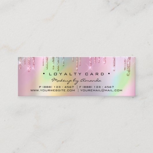Loyalty Kaart 6 Punch Makeup Holographic Roos Smal (Voorkant)
