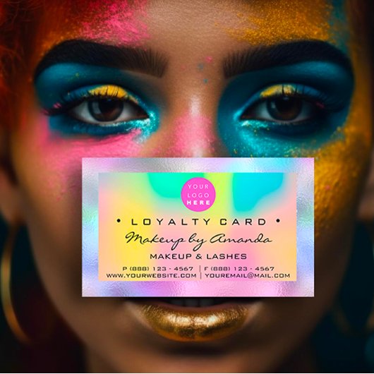 Loyalty Kaart 6 Punch Makeup Nail Holografen Logo