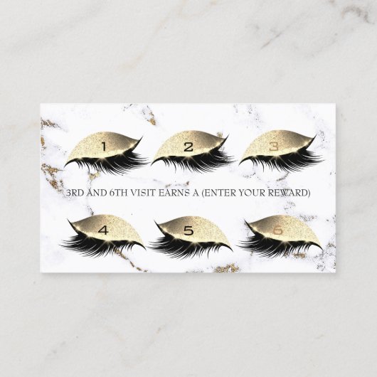 Loyalty Kaart 6 Punch Salon Lashes Marble Makeup (Achterkant)