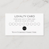 Loyalty Kaart Black White Minimalist Logo Business Visitekaartje (Voorkant)
