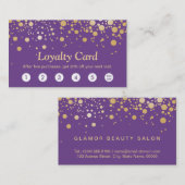 Loyalty Kaart Classy Paarse Goud Confetti Stippen (Voorkant / Achterkant)