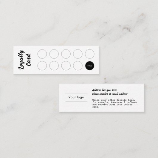 Loyalty Kaart, eenvoudige Retro script typografie (Voorkant / Achterkant)