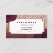 Loyalty Kaart | Elegant Floral Burgundy Roos Gold (Achterkant)