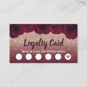 Loyalty Kaart | Elegant Floral Burgundy Roos Gold (Voorkant)