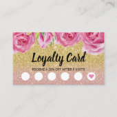 Loyalty Kaart | Elegant Floral Modern Gold Glitter (Voorkant)