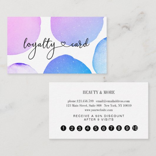 Loyalty Kaart Glitter 10 Nails Lashes Beauty Visitekaartje (Voorkant / Achterkant)