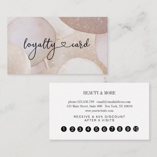 Loyalty Kaart Glitter 10 Nails Lashes Beauty Visitekaartje (Voorkant / Achterkant)