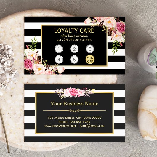 Loyalty Kaart  Gold Floral Beauty Salon