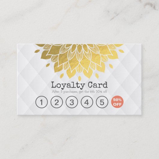 Loyalty Kaart Gold Floral White Leather Hair Makeu (Voorkant)