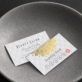 Loyalty Kaart Gold Floral White Leather Hair Makeu