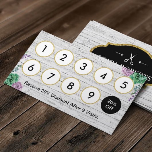Loyalty Kaart | Hair Stylist  Floral Wood