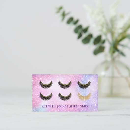 Loyalty Kaart | Lashes Makeup Artist Pastel Glitte (Staand voorkant)