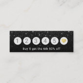 Loyalty Kaart | Modern Black Glitter 6 Punch (Voorkant)