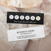 Loyalty Kaart | Modern Black Glitter 6 Punch