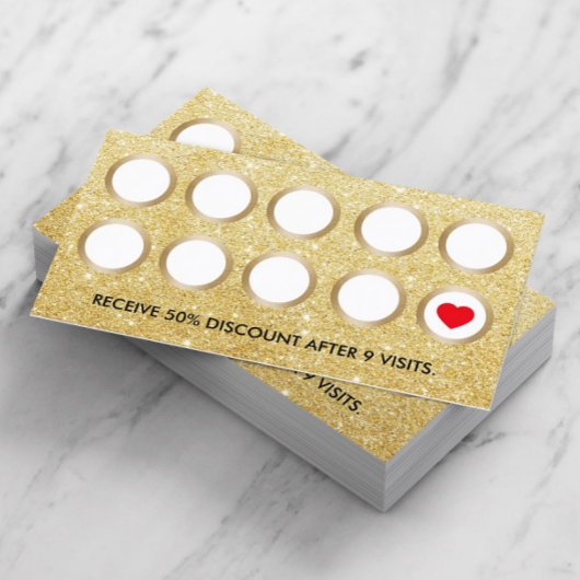 Loyalty Kaart | Modern Gold Glitter Beauty Salon