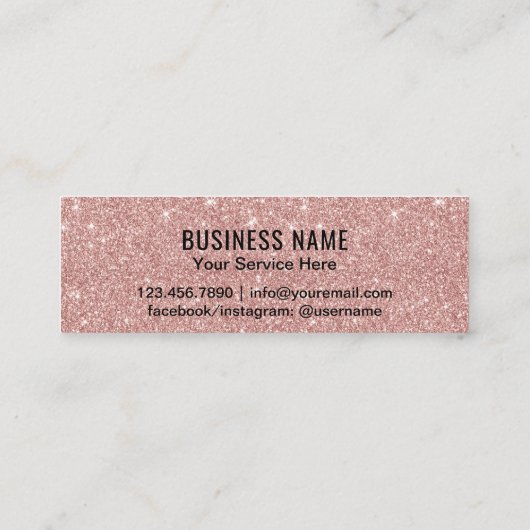 Loyalty Kaart | Modern Roos Gold Glitter 6 Punch (Achterkant)