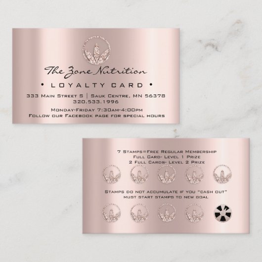 Loyalty Kaart Nutrition Health Herbs Roos 10 Punch (Voorkant / Achterkant)