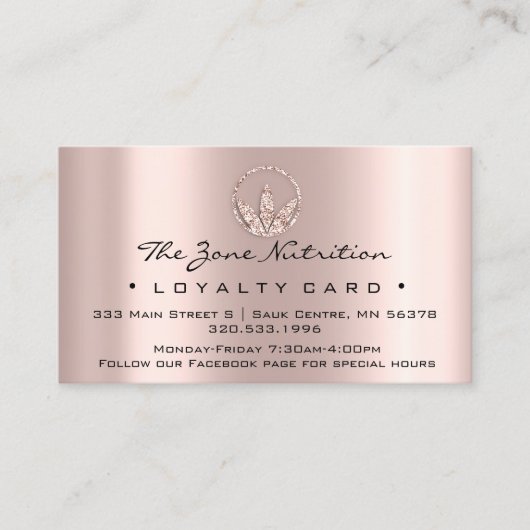 Loyalty Kaart Nutrition Health Herbs Roos 10 Punch (Voorkant)