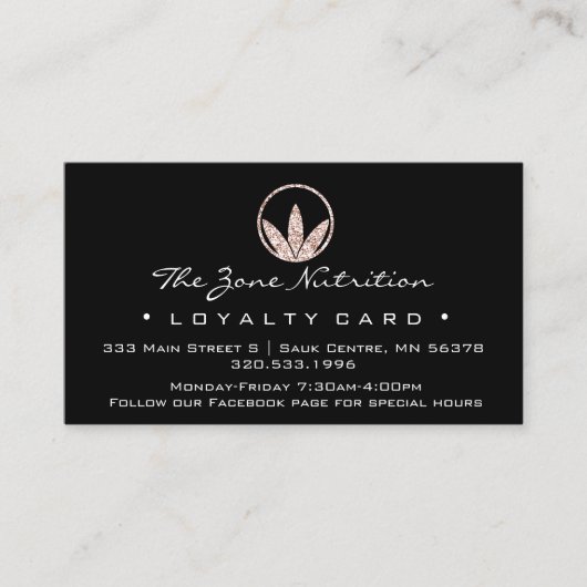 Loyalty Kaart Nutrition Health Herbs Roos 21 Black (Voorkant)