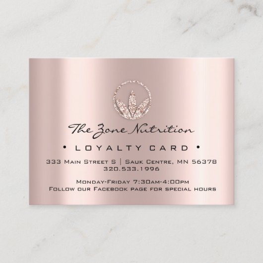 Loyalty Kaart Nutrition Health Herbs Roos 21 Blush (Voorkant)