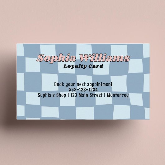 Loyalty Kaart Retro Blue Checker Zakelijke Korting